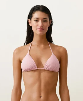Trójkątny top bikini w paski