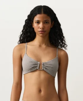 Trójkątny top bikini w paski