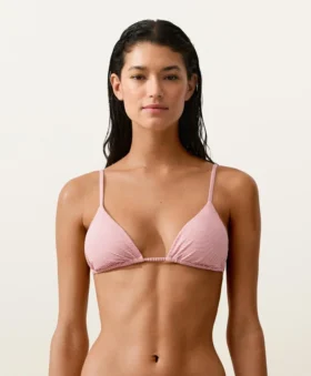 Trójkątny top bikini w paski