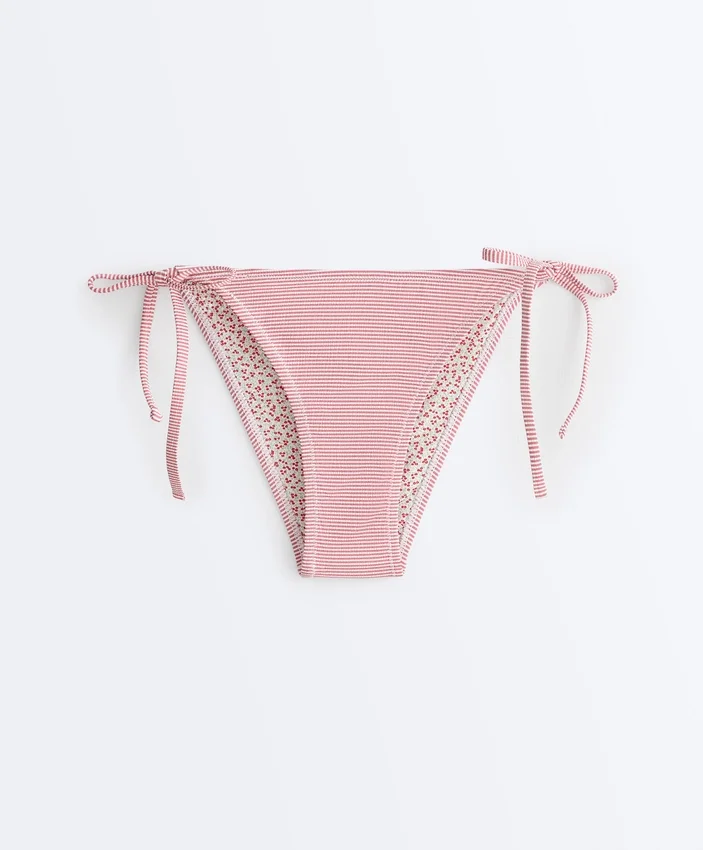 W paski Majtki bikini o średnim stopniu zakrycia z wiązaniem W paski Majtki bikini o średnim stopniu zakrycia z wiązaniem