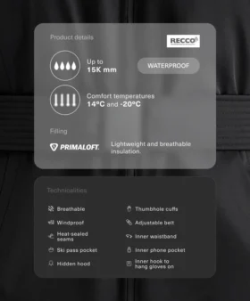 Wodoodporna kurtka narciarska z wypełnieniem Primaloft®